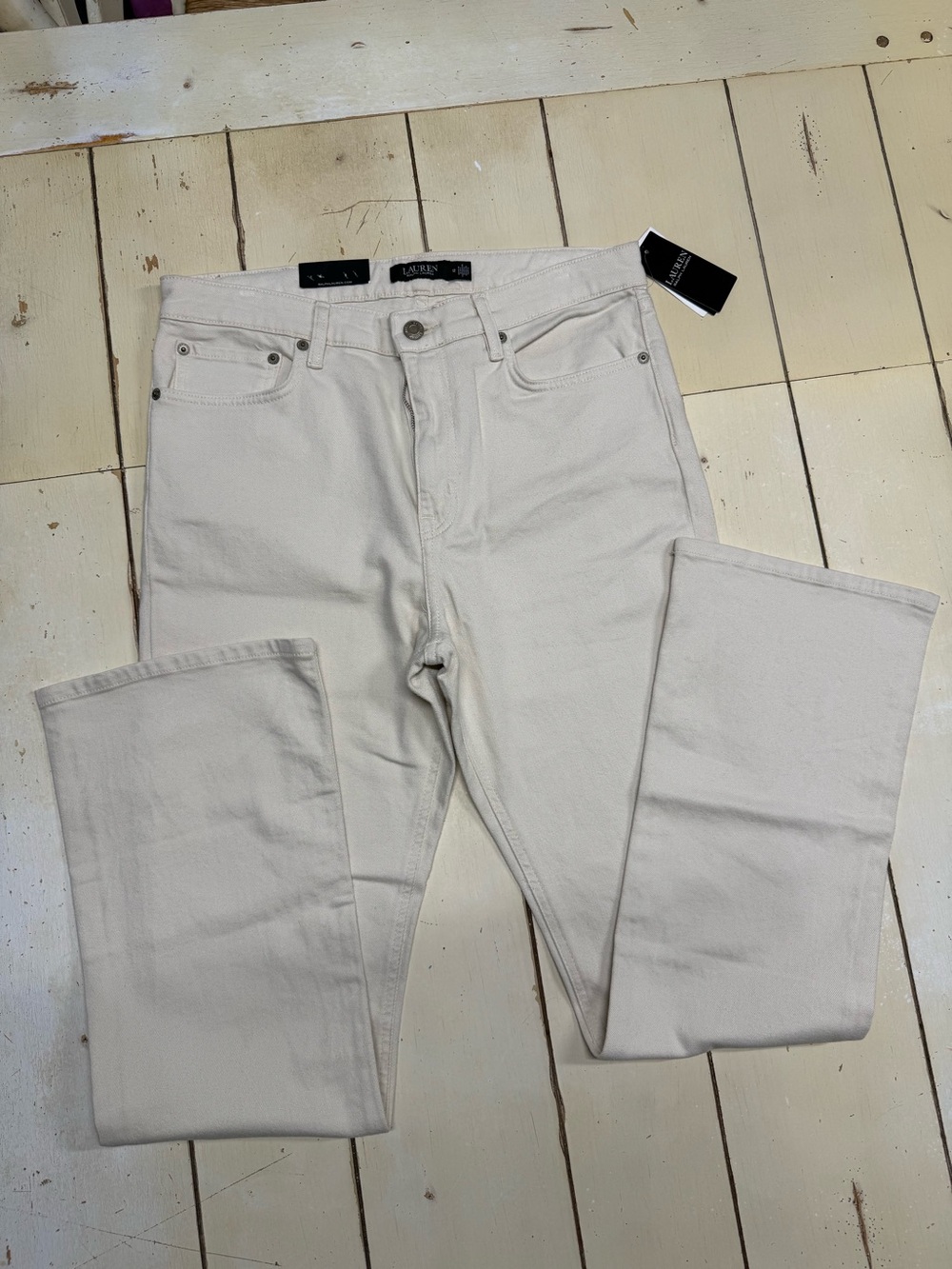 Ralph Lauren womens cream stretch denim